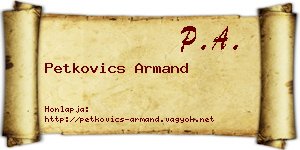 Petkovics Armand névjegykártya